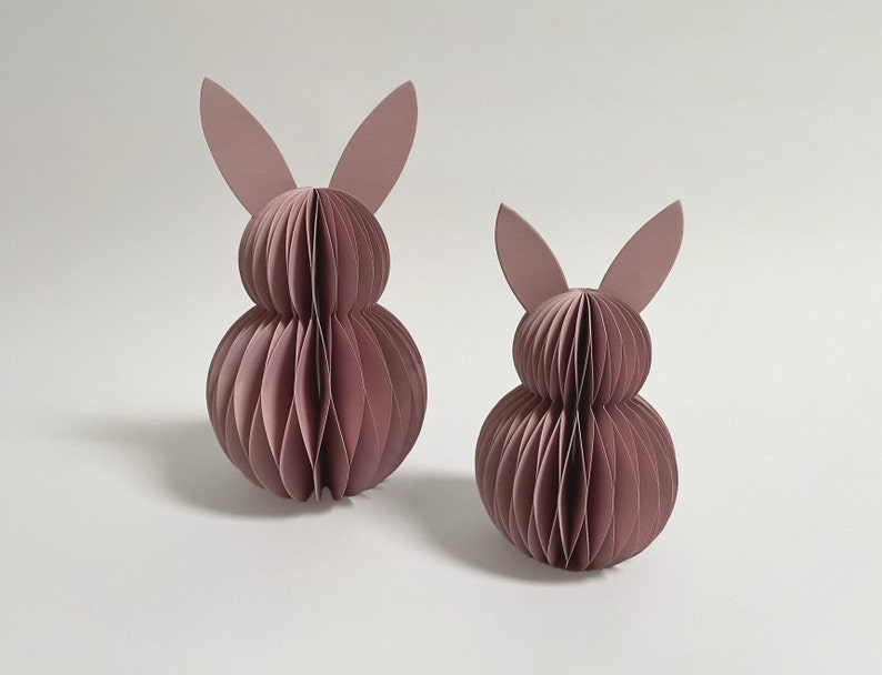 Easter decoration, Easter bunnies made of paper, paper decoration, minimalist Easter decoration, sustainable Easter decoration in pink Zartrosa