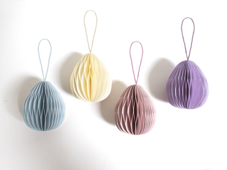 Paper Easter eggs for hanging, sustainable Easter decorations, paper pendants for Easter, minimalist Easter decorations pastel SET - alle Farben