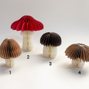 Herbstdeko Pilz aus Papier, nachhaltige Herbstdekoration, Tischdeko Herbst, Steinpilz, Fliegenpilz, Minimaltische Dekoration Bild 3