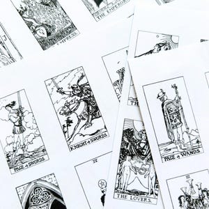 Mini Raider Waite Tarot Printables, Full Deck of Rider Waite Tarot Cards, Major and Minor Arcanas, Instant Download,  Printable PDF File