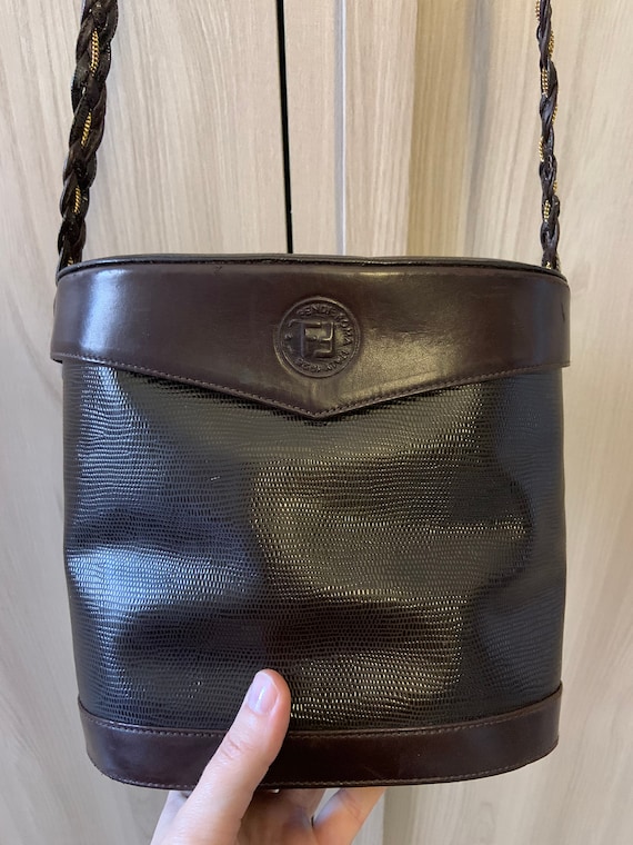 Vintage FENDI Black Fabric Leather Bucket Mini Bag Rare