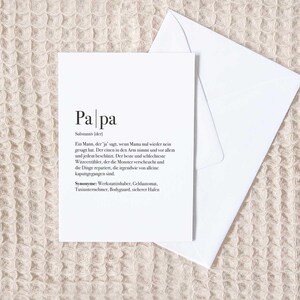 Papa Grußkarte | Papa Definition | Grußkarte | Geschenk für Papa | Geschenk zum Vatertag | Vatertagsgeschenk