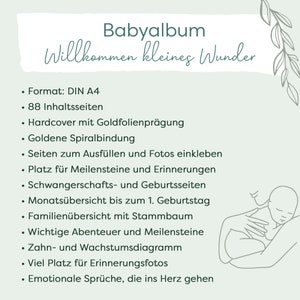 Babyalbum Willkommen kleines Wunder Babytagebuch zum Ausfüllen Erinnerungsbuch ans 1. Lebensjahr Geschenk zur Geburt Bild 5