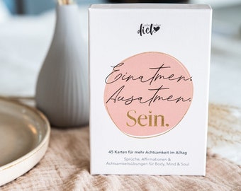 45 Affirmation Cards | Exercises, affirmations, positive thoughts | Mindfulness cards with illustrations and sayings