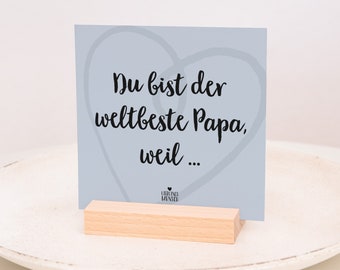 Weltbester Papa Karten | Kartenaufsteller aus Holz | Kartenhalter für Väter | Geschenk zum Vatertag | Vatertagsgeschenk