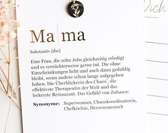 Necklace with flower engraving | Mom definition | Necklace | Jewelry for mom | Mother's Day gift | Mother's Day gift | Gold jewelry