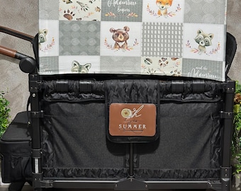 Ready to Ship, Patchwork Woodland Nursery, Premium UV50 Canopy For Wonderfold, JoyMor, Wagonsfold, Rainbow Baby Wagon