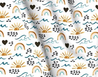 Made to Order, Summer Waves, Premium UV50 Canopy for your Wonderfold, Rainbow Baby, JoyMor wagon