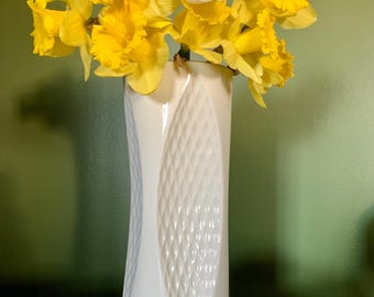 Vintage Lenox Mirage Diamond Ivory Bone China Vase with Gold Trim Made in USA