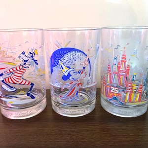 Vintage 1996 McDonald’s Disney World 25th Anniversary Glasses – Blizzard Beach & Typhoon Lagoon Collectible Tumblers - Set of 3