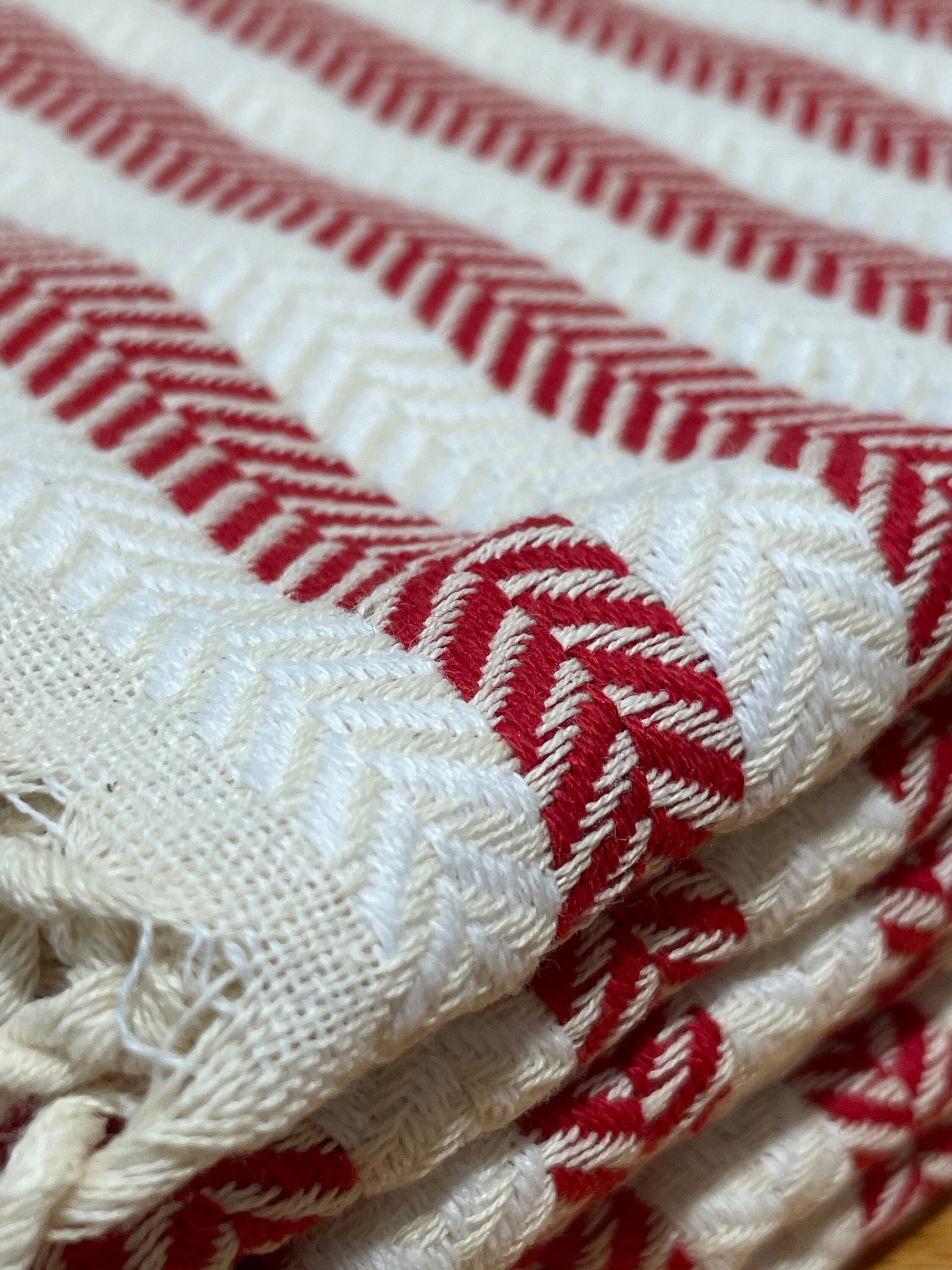 Red and White Cotton Bath Towel Etsy