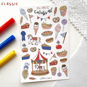 feuille d'autocollants de carnaval | classique ou pastel ! | stickers pour bullet journal et scrapbooking