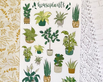 houseplants sticker sheet | stickers for bullet journal and scrapbook