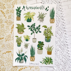 Zimmerpflanzen Stickerbogen | Sticker für Bullet Journal und Scrapbook