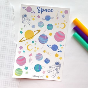 space sticker sheet | stickers for bullet journal and scrapbook