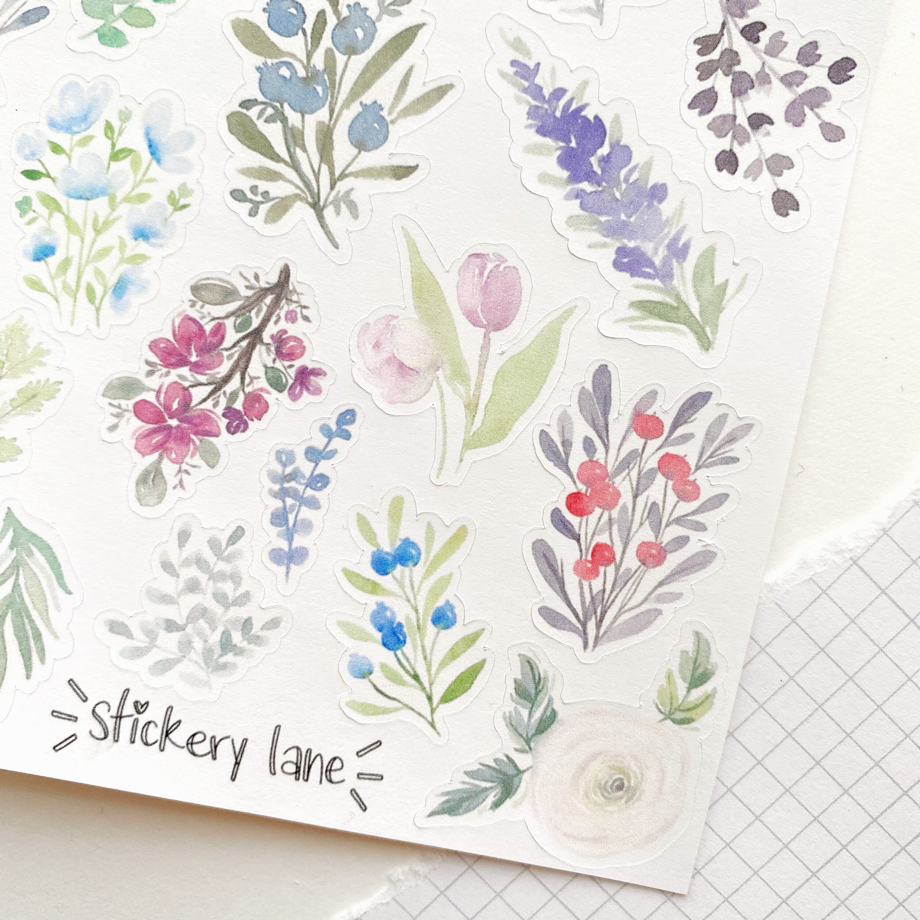 Cool watercolour florals sticker sheet stickers for bullet | Etsy