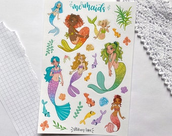 mermaid sticker sheet | stickers for bullet journal and scrapbook