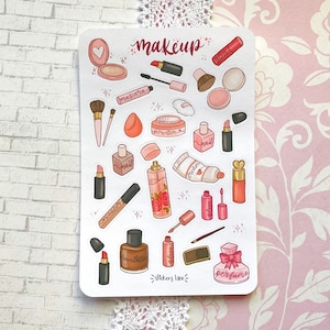 feuille d'autocollants de maquillage | stickers pour bullet journal et scrapbooking