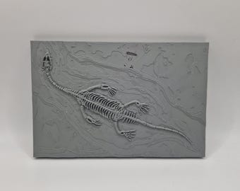Modelo fósil de plesiosaurio, réplica de dinosaurio reptil marino, decoración del hogar, impresión 3D
