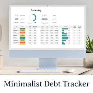 Rastreador minimalista de pago de deudas / Motívese y salga de sus deudas más rápido / Google Sheets