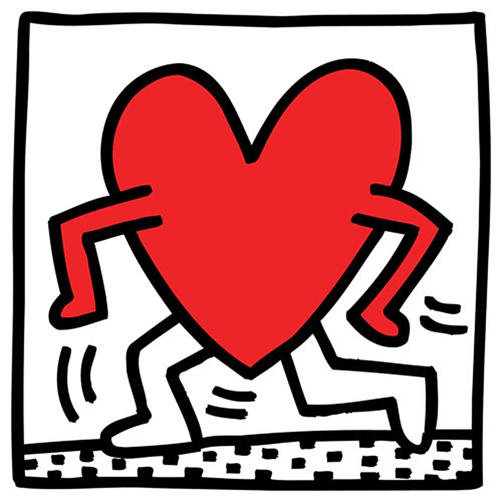 keith haring two figures with heart