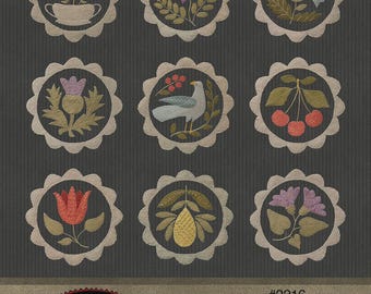 Buttermold Sampler Pattern |  ATN2216 | Bonnie Sullivan All Through The Night | Wool Applique Hand Stitch | Rusty