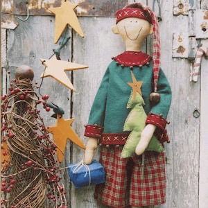 Alwyn The Elf Pattern | Anni Downs Hatched and Patched | Doll Embroidery Stitchery Applique | Rusty