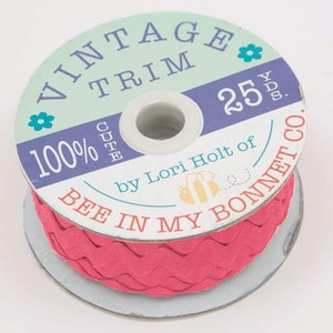 Lori Holt ViNTAGE Trim BTY Large TEA ROSE RiC RaC ricrac | 1 Yard | Bee In My Bonnet Designs | Stvl-2659 Wave Ribbon 3/8&quot;