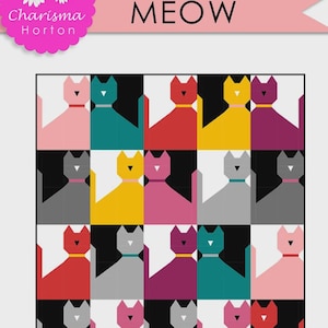 Meow Quilt Pattern | CH-459 | Charisma Horton | Cats Kitten | Foundation Paper Piece | Rusty