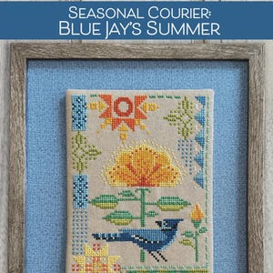 Seasonal Courier: Blue Jay's Summer | RPCSP-SCBJS417 | Robin Pickens | Cross Stitch Summer | Rusty