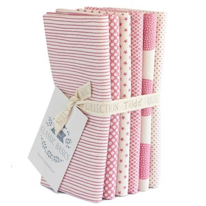 BASIC CLASSIC Pink Fat Quarter Bundle 6 FQ 300034 | Tone Finnanger TiLDA | Norway Crisscross Star Circles Dots | Rusty