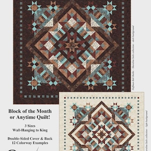 May include: A quilt design with a geometric pattern in shades of brown, teal, and cream. The quilt features a central diamond shape with star-like accents and the word "Glorious" at the top. The design is available in 3 sizes, from wall-hanging to king.