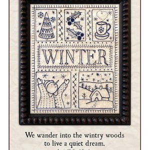 Winter Sampler Pattern 2206 | Kathy Schmitz Studio | Valdani Thread Add On Embroidery Stitchery Applique Case | Rusty