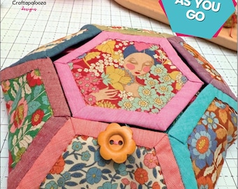 Blossie Basket Pattern | QAYG Template Creative Abundance Nic Vaughan | Quilt As You Go | Rusty