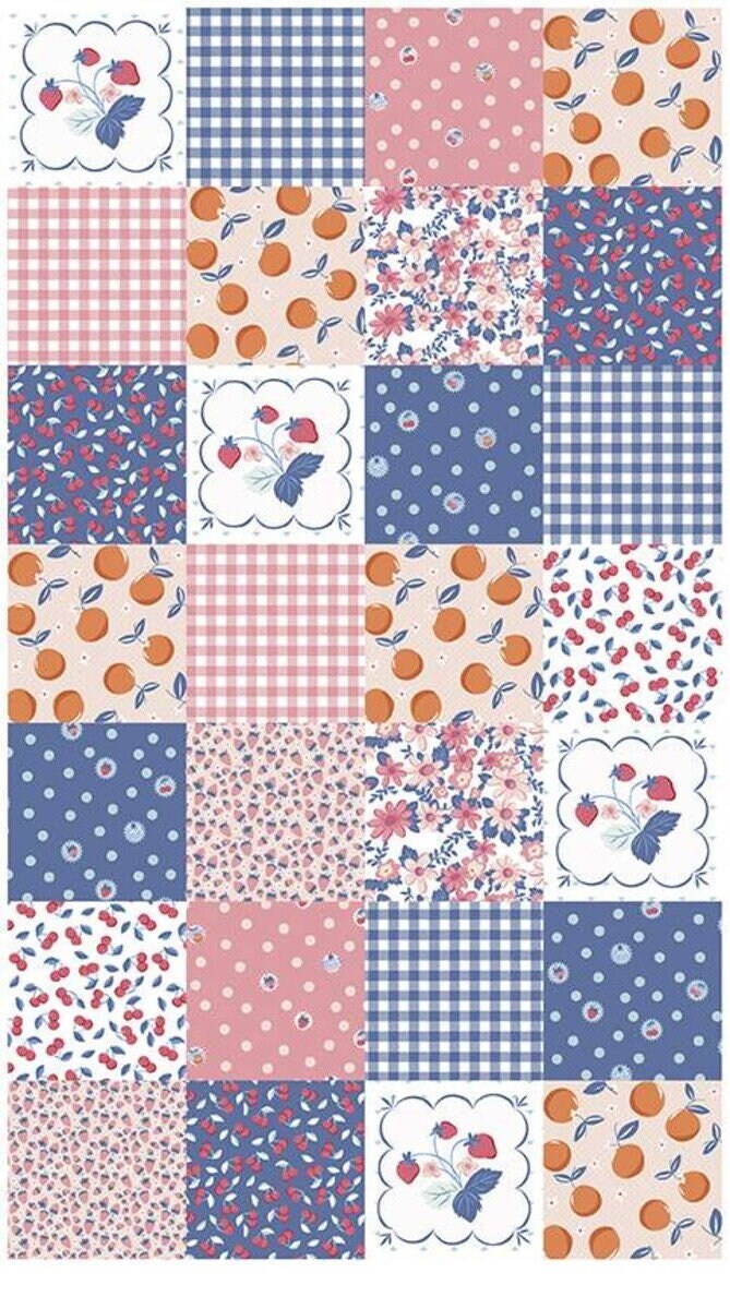 SUMMER PICNIC Panel PiNK | Melissa Mortenson Riley Blake Designs | Country Modern Farmhouse Retro Vintage Peach Cherry Strawberry P10758