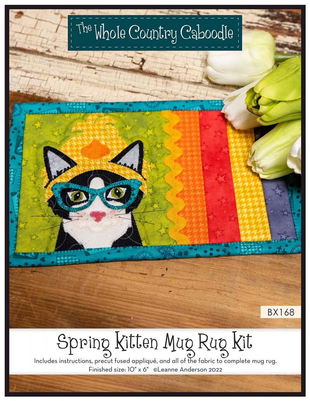 SPRING KITTEN Mug Rug Kit | Applique Quilt Project | 10