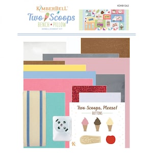 TWO SCOOPS  Embellishment Kit | KimberBell | Designs Applique Bench Pillow Kit Summer Ice Cream +