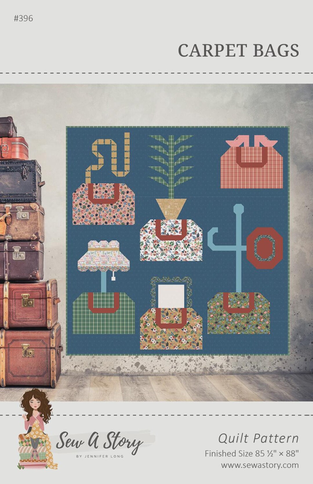 Carpet Bags Quilt Pattern | BSI396 | Sew A Story / Bee Sew Inspired ...