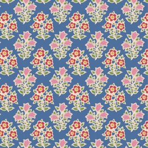 JULIBEE Farm Flowers Blue Tilda Fabrics 110101 | FQ BTY BThY | Tone Finnanger TiLDA | Blenders Norway Hand Drawn Vintage | Rusty