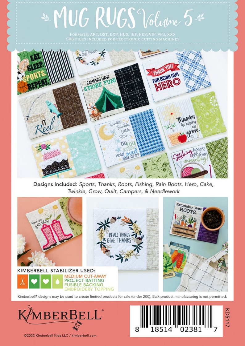 Kimberbell MUG RUGS Vol 5 Kimberbell Embroidery Designs Applique