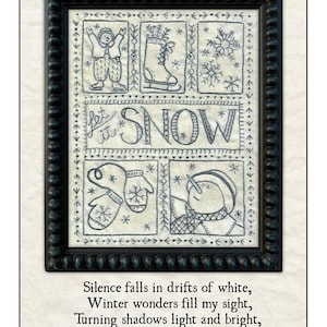 Snow Sampler Pattern 1914 | Kathy Schmitz Studio | Valdani Thread Add On Embroidery Stitchery Applique| Rusty