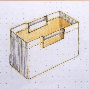 May include: A sewing pattern illustration titled The H Bag by Orange dot Quilts. The sketch shows a rectangular bag with two handles. Dimensions listed are Jumbo size 18"w x 16"h x 9"d and Regular size 16"w x 13"h x 8"d with an easy difficulty level.