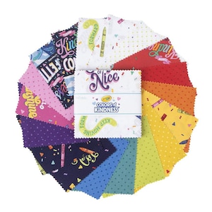 Colors of Kindness™ 5" Stacker Charm Pack | Diversity Joy Happy Rainbow Inspiration Words Crayola Crayons | Riley Blake Designs | Rusty