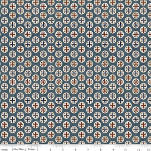 BRIGHT STARS DOTS Blue | Fat Quarter Half Yard Yard | Teresa Kogut Riley Blake Designs | Folk Art Americana Primitive Colonial Country Cross