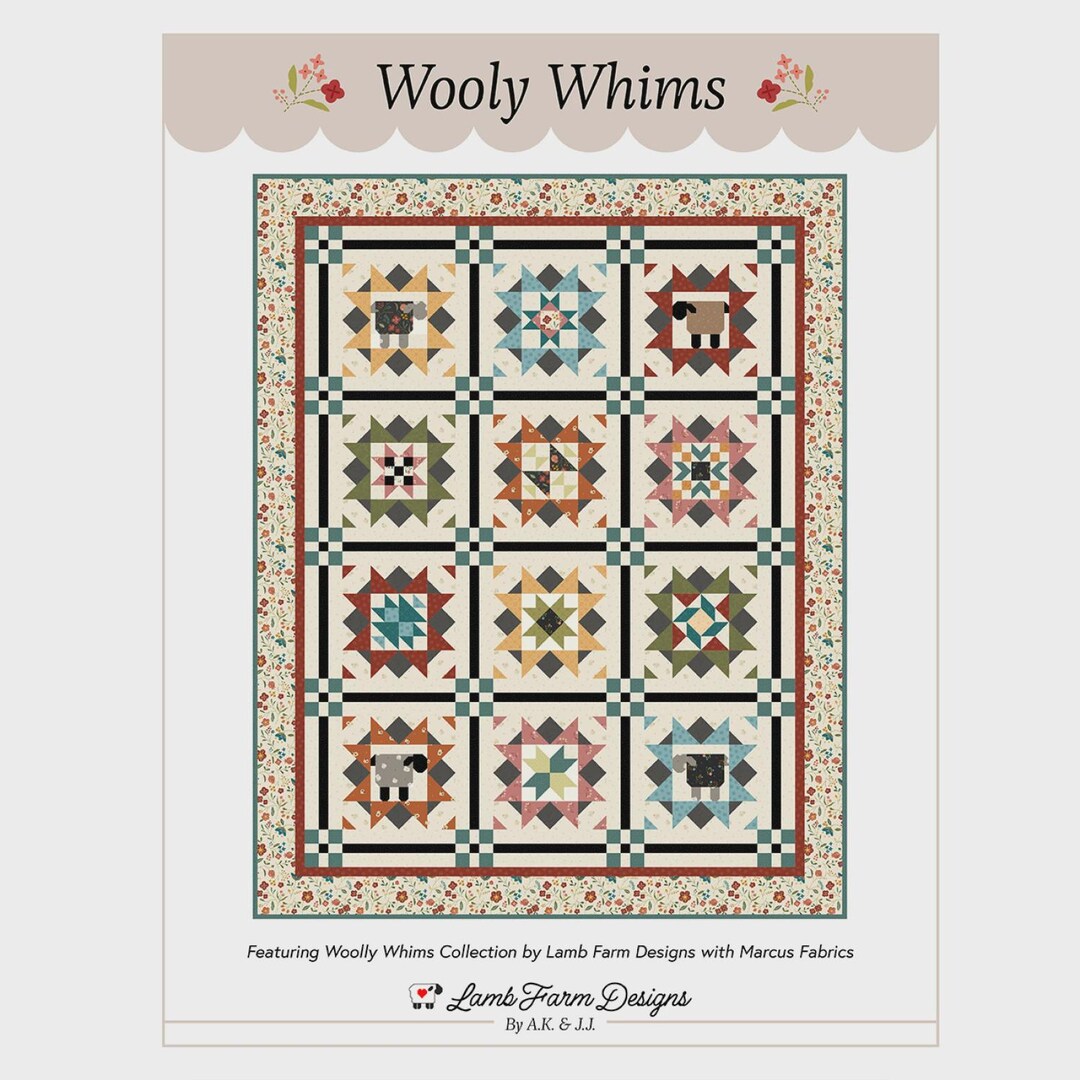Woolly Whims Quilt Pattern BOM | LFD-162 | Block of the Month | Lamb ...
