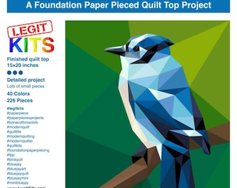 Legit Blue Jay Mini Foundation Paper Pieced Pattern | Bird Art Quilt | Rusty
