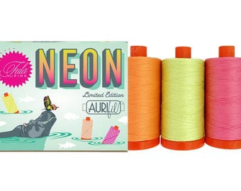 Aurifil Neon TULA PINK 50 wt | Limited Edition | 3 Spool Pack 1422 yards each spool | Rusty