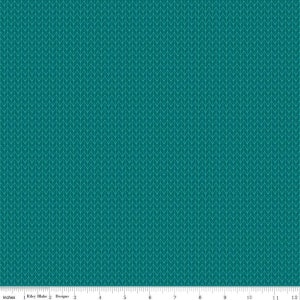May include: Teal fabric with a white chevron pattern. The fabric is 12 inches wide and has a ruler marked in inches along the bottom.