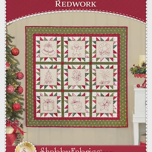 Christmas Redwork Quilt & Embroidery Pattern | SF63881 | From Shabby Fabrics | NEW RELEASE NOV | Rusty