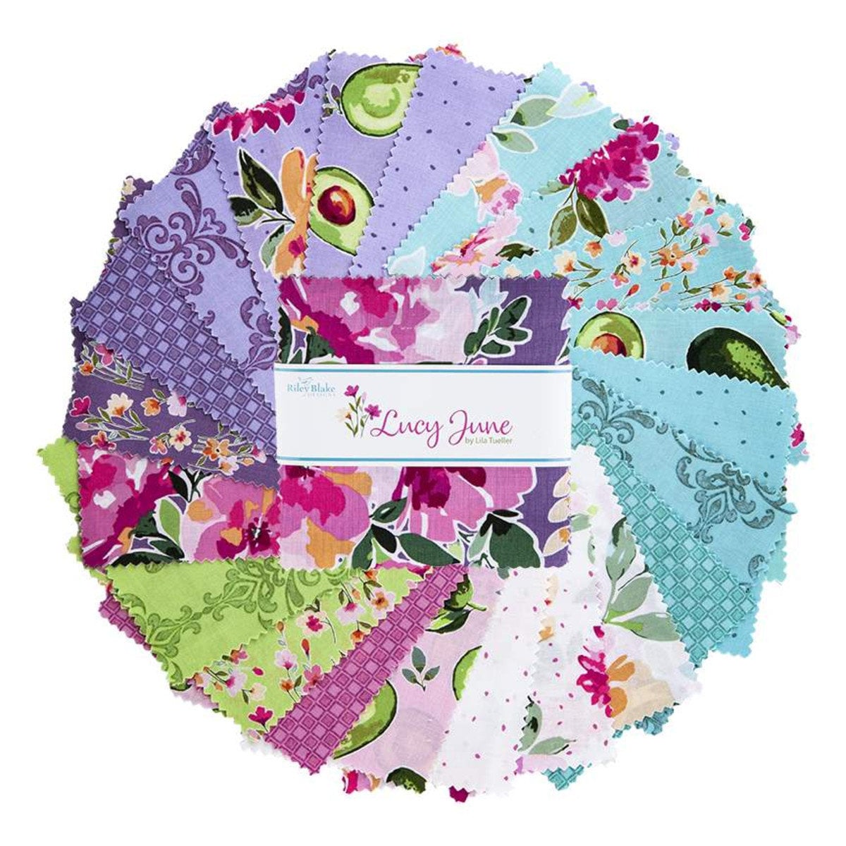 LUCY JUNE Stacker 5 Charm Pack Riley Blake Designs Avocado Floral lucy-june-stacker-5-charm-pack-riley-blake-designs-avocado-floral